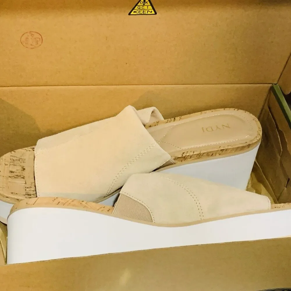 NYDJ Platform Wedge Sandals Rysa Natural Color Size 8.5 M New